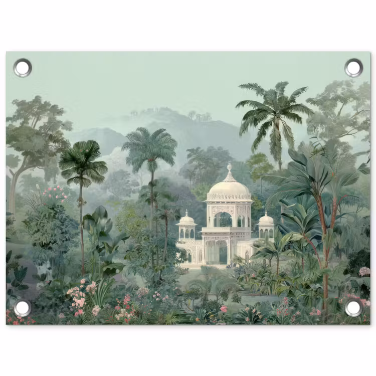Tropische tuin - Koepelgebouw - Bloemen tuinposter los doek klein -3d