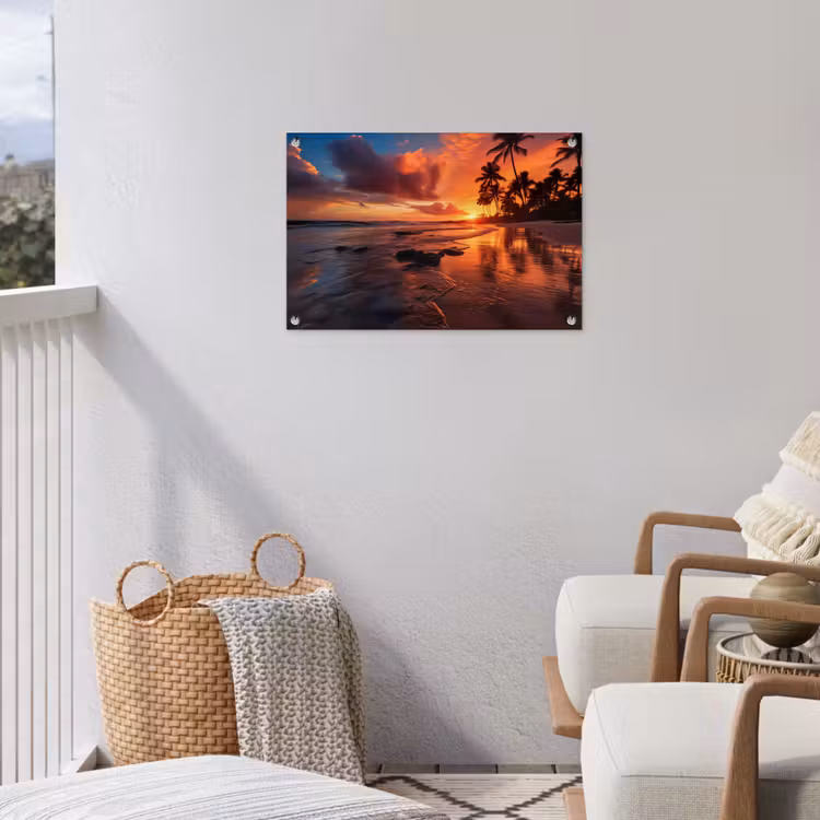Tropische Zonsondergang tuinposter los doek klein -sfeer8