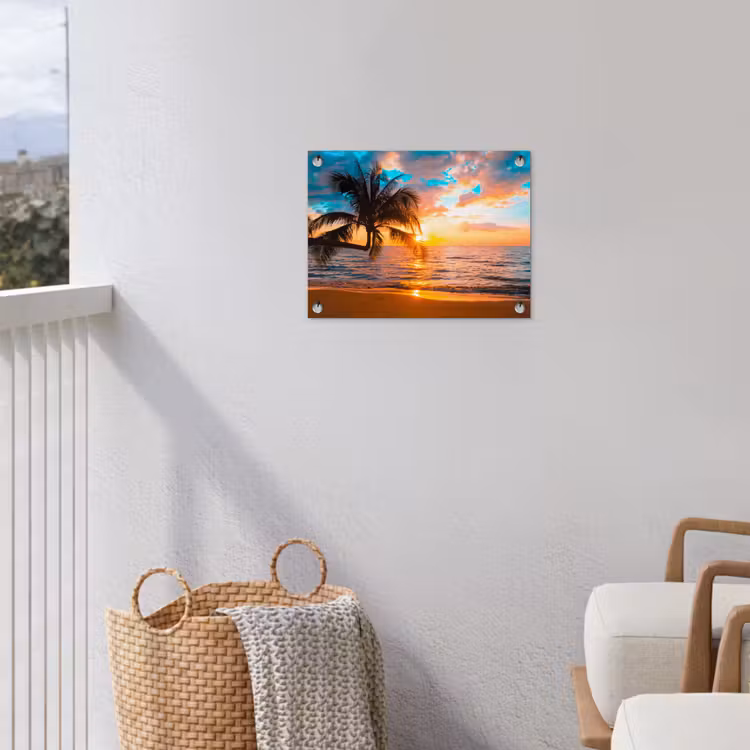 Tropische Zonsondergang aan Zee tuinposter los doek klein -sfeer8