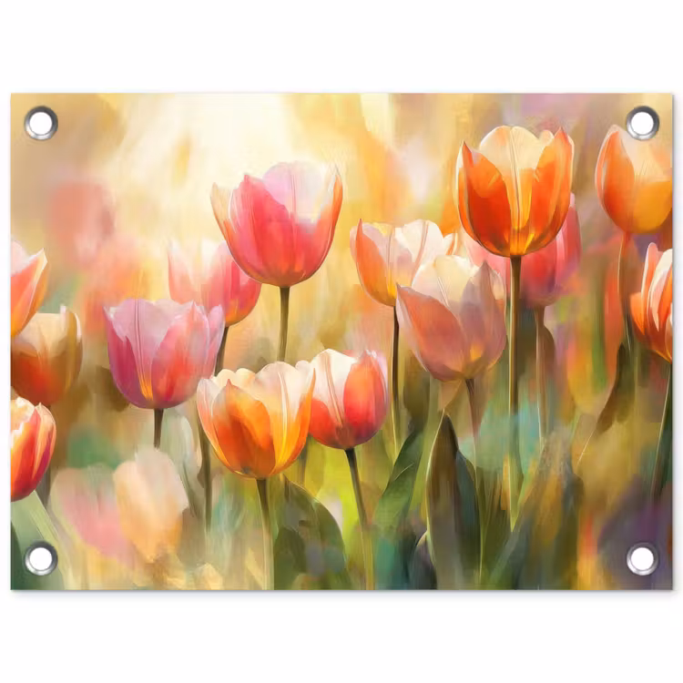 Tulpen - Sprookjesachtig - Kleurrijk tuinposter los doek klein -3d