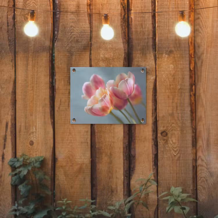 Tulpen - Roze - Stelen tuinposter los doek klein -sfeer1