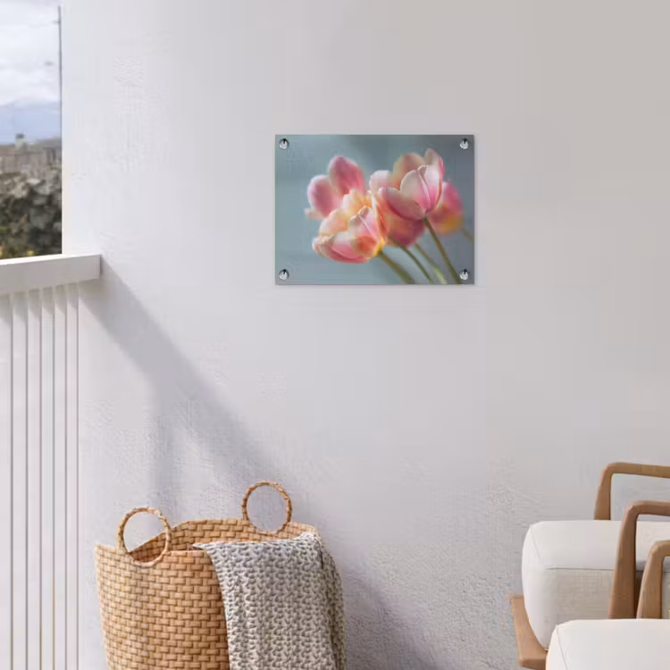 Tulpen - Roze - Stelen tuinposter los doek klein -sfeer8