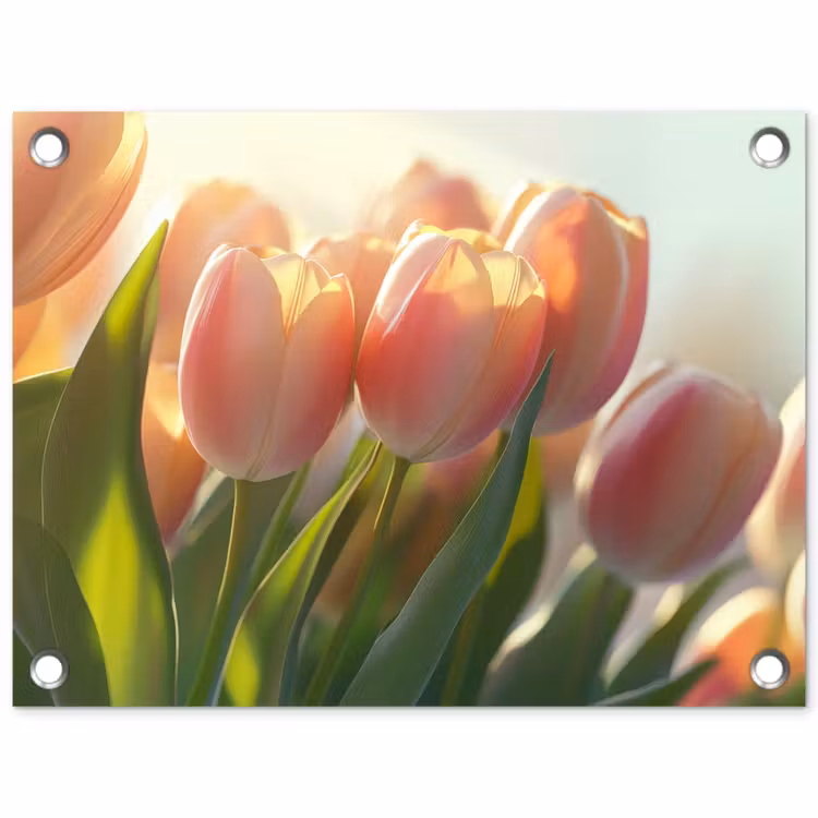 Tulpen - Roze - Zonnestralen tuinposter los doek klein -3d