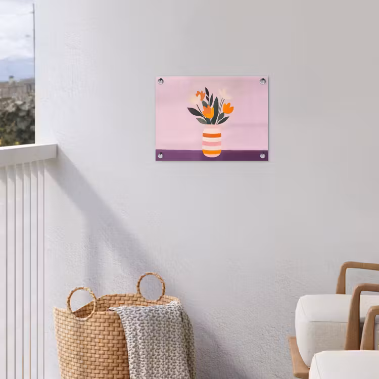 Tulpen - Vaas - Strepen - Paars tuinposter los doek klein -sfeer8