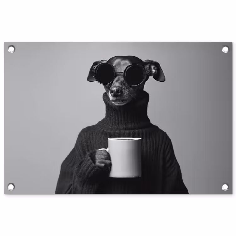 Coltrui - Hond - Bril - Mok tuinposter los doek klein -3d