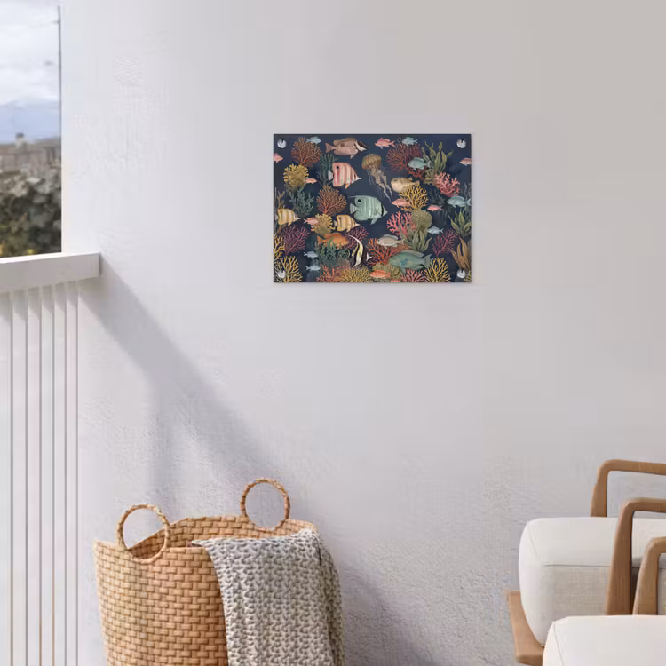 Onderwaterwereld - Vissen - Koraal - Illustratie - Kleurrijk tuinposter los doek klein -sfeer8