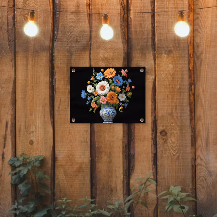 Vaas - Boeket - Bloemen - Kleur tuinposter los doek klein -sfeer1