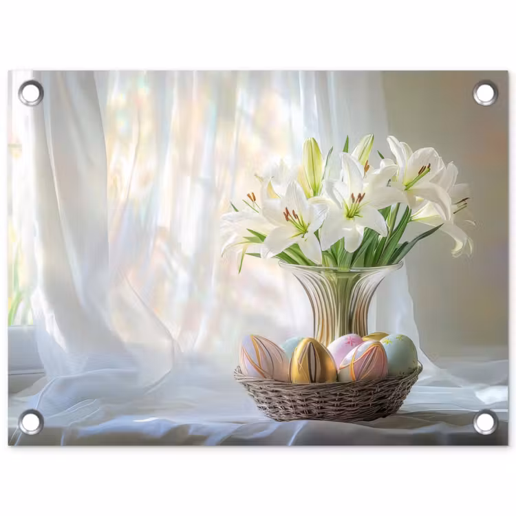 Vaas - Eieren - Bloemen tuinposter los doek klein -3d