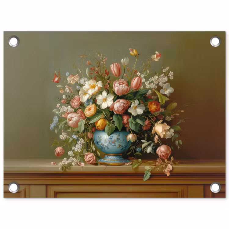 Vaas - Pastel - Kleuren - Bloemen tuinposter los doek klein -3d