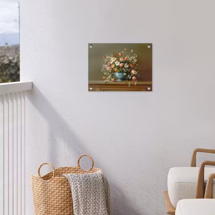 Vaas - Pastel - Kleuren - Bloemen tuinposter los doek klein -sfeer8