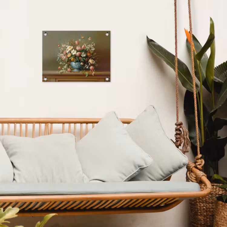Vaas - Pastel - Kleuren - Bloemen tuinposter los doek klein -sfeer7