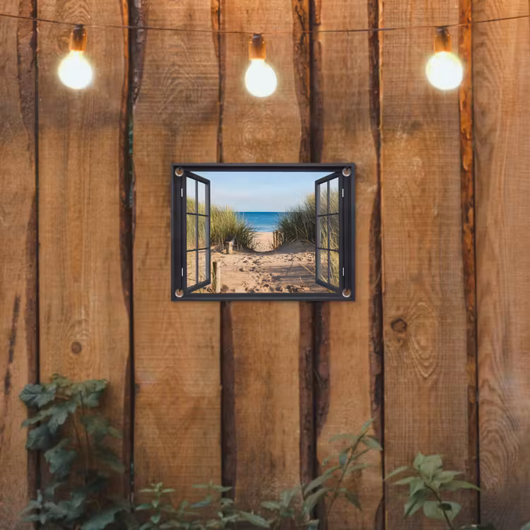 Uitzicht op Strand tuinposter los doek klein -sfeer1