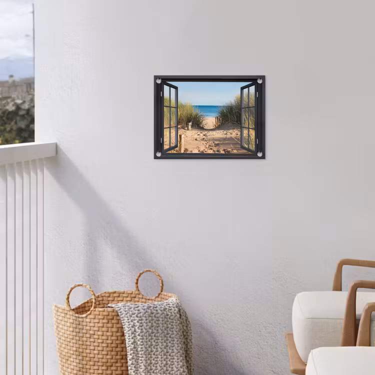 Uitzicht op Strand tuinposter los doek klein -sfeer8