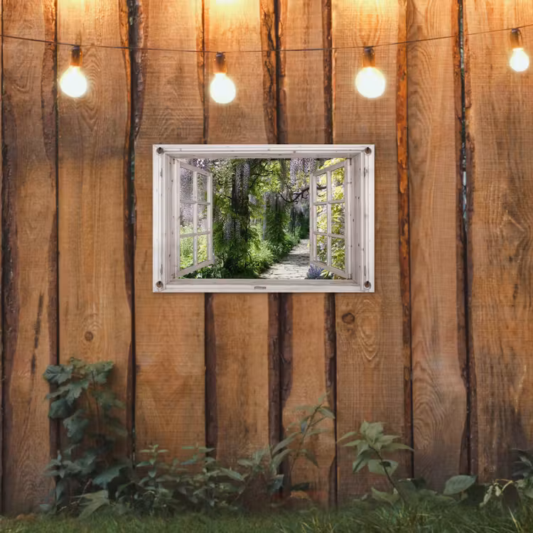 Uitzicht op Wisteria-Tuin tuinposter los doek klein -sfeer1