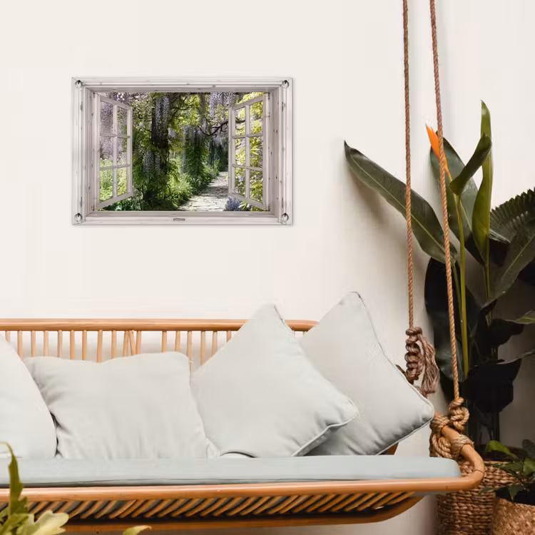 Uitzicht op Wisteria-Tuin tuinposter los doek klein -sfeer7