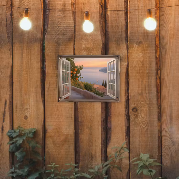 Doorkijk - Uitzicht - Meer - Landschap tuinposter los doek klein -sfeer1