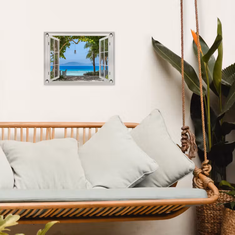 Uitzicht op Tropisch Strand tuinposter los doek klein -sfeer7