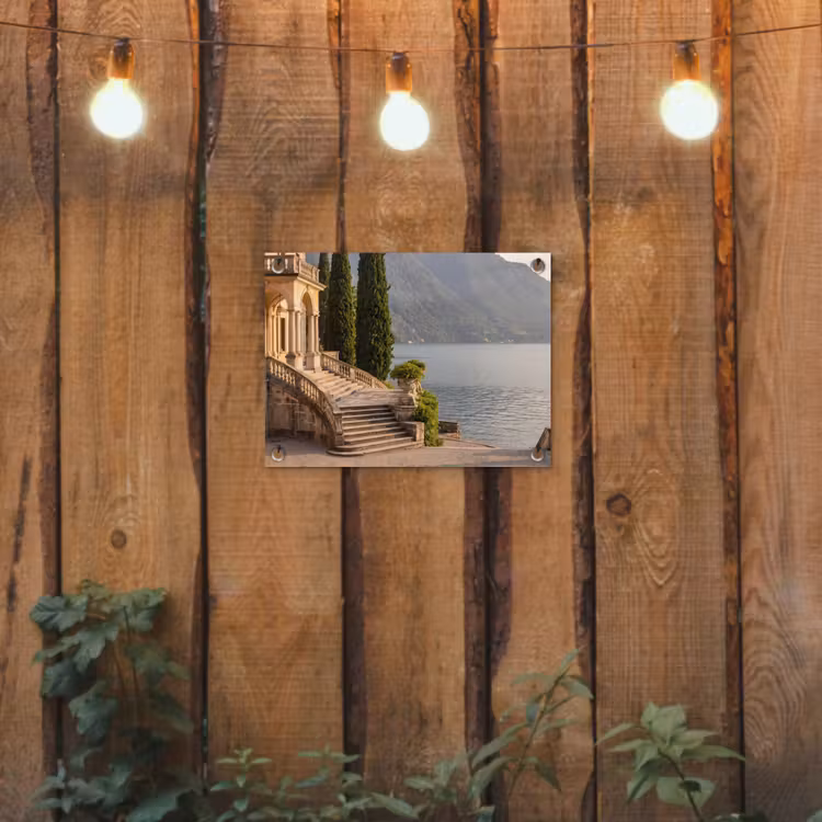 Garden Poster - Villa - Water - Stairs - Villa - water -trappen tuinposter los doek klein