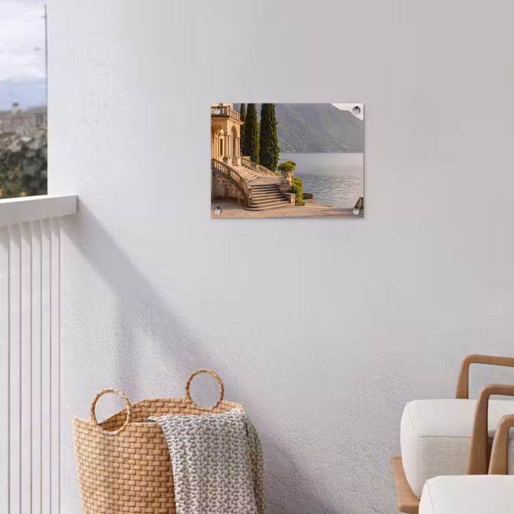 Garden Poster - Villa - Water - Stairs - Villa - water -trappen tuinposter los doek klein