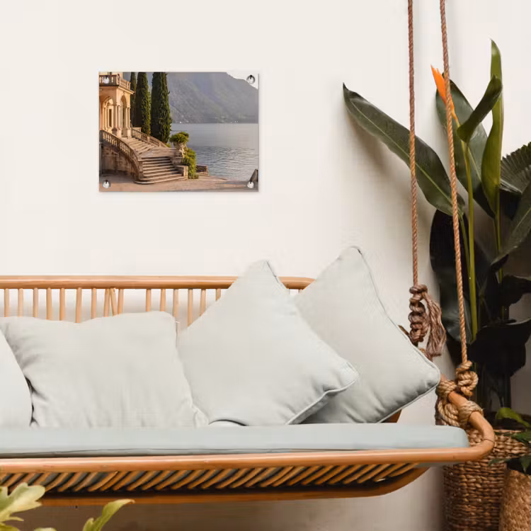 Garden Poster - Villa - Water - Stairs - Villa - water -trappen tuinposter los doek klein