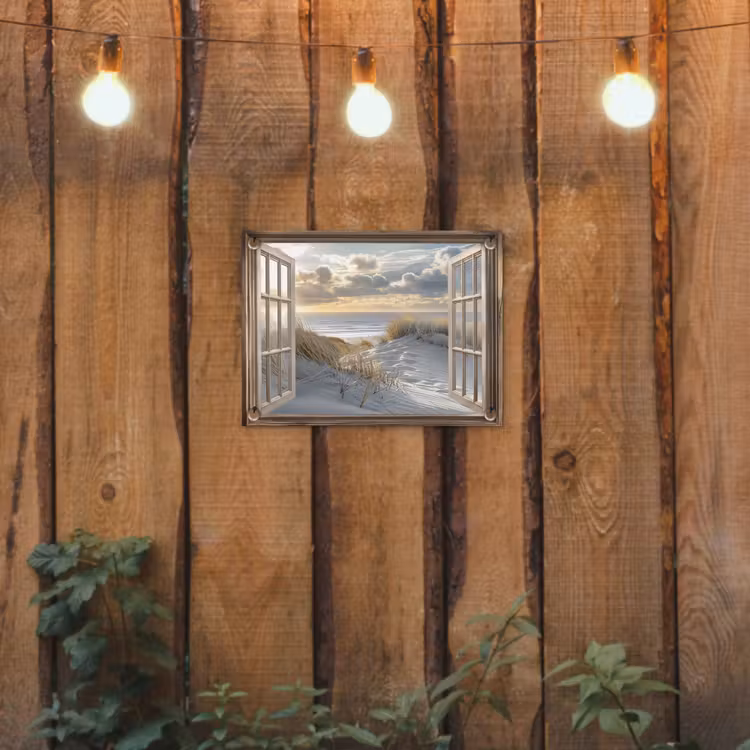 Doorkijk - Strand - Duinen - Zee - Natuur tuinposter los doek klein -sfeer1