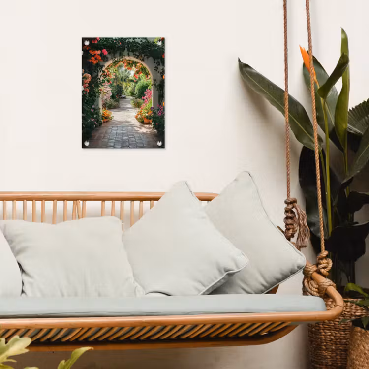 Doorkijk - Bloemen - Natuur - Bloementuin tuinposter los doek klein -sfeer7