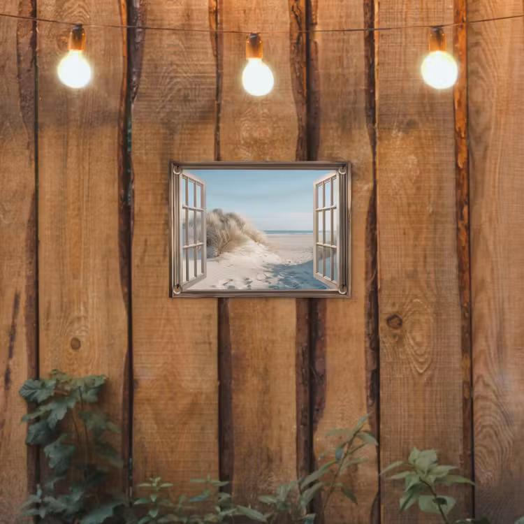 Doorkijk - Helmgras - Duinen - Zee - Landschap tuinposter los doek klein -sfeer1