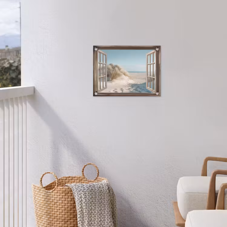 Doorkijk - Helmgras - Duinen - Zee - Landschap tuinposter los doek klein -sfeer8