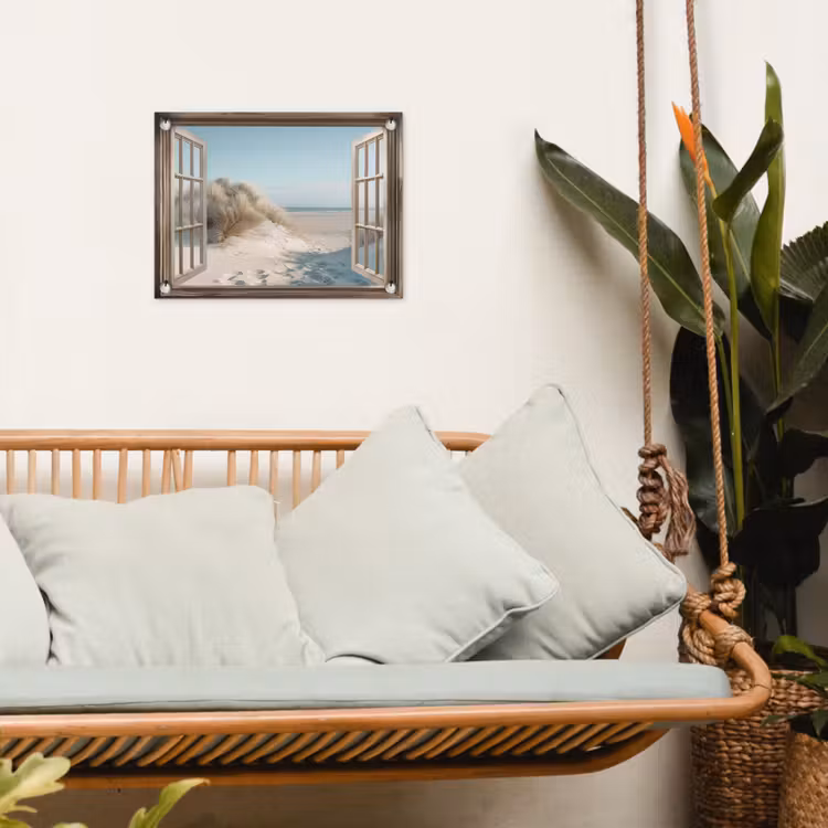 Doorkijk - Helmgras - Duinen - Zee - Landschap tuinposter los doek klein -sfeer7