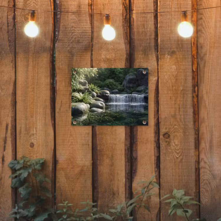 Beek - Waterval - Natuur - Groen tuinposter los doek klein -sfeer1