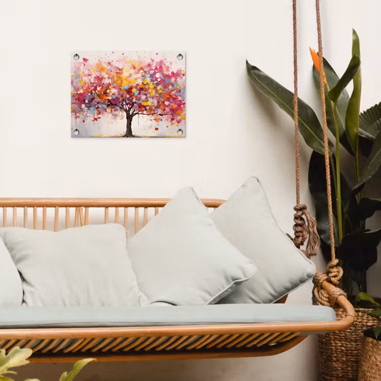 Aquarel - Boom - Kunst - Abstract tuinposter los doek klein -sfeer7
