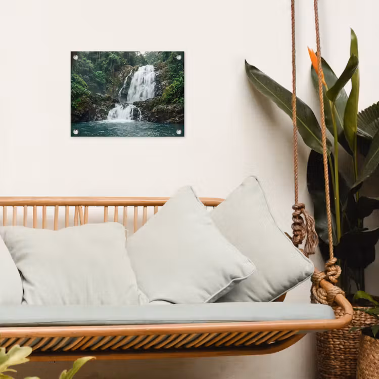 Waterfall - Forest - Nature - Greenkhgyguyg tuinposter los doek klein -sfeer7