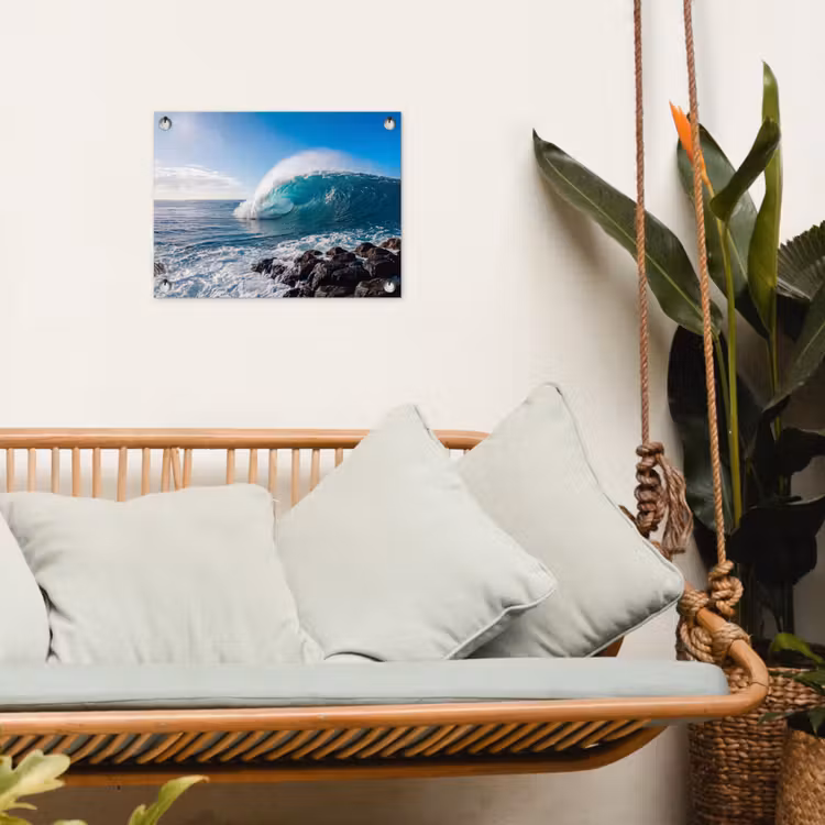 Golf - Oceaan - Brekend - Water - Blauw tuinposter los doek klein -sfeer7