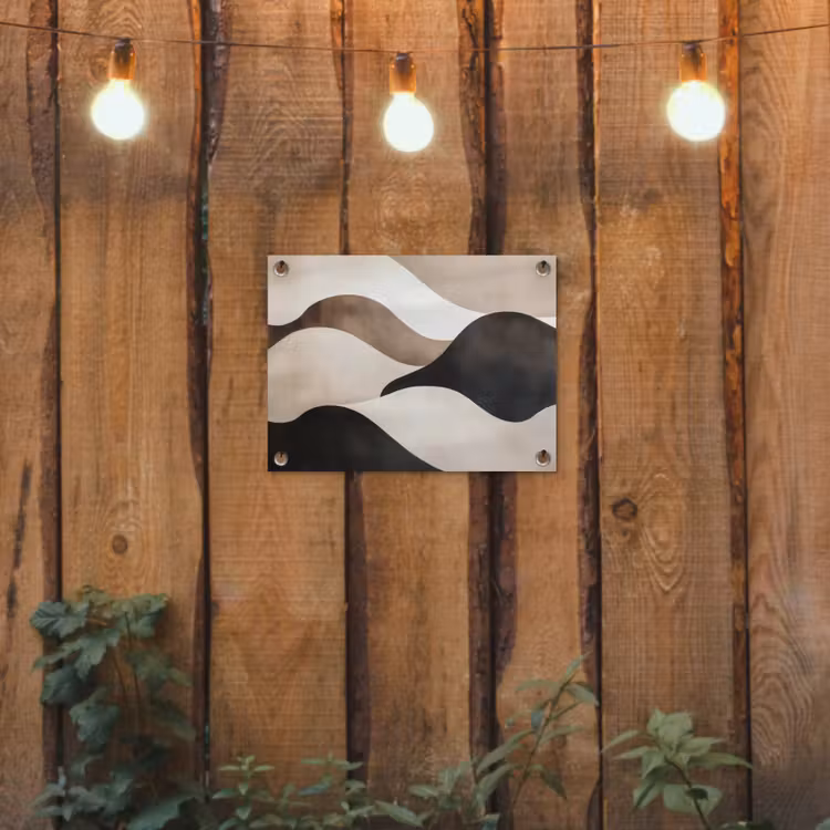Golven - Abstract - Beige tuinposter los doek klein -sfeer1