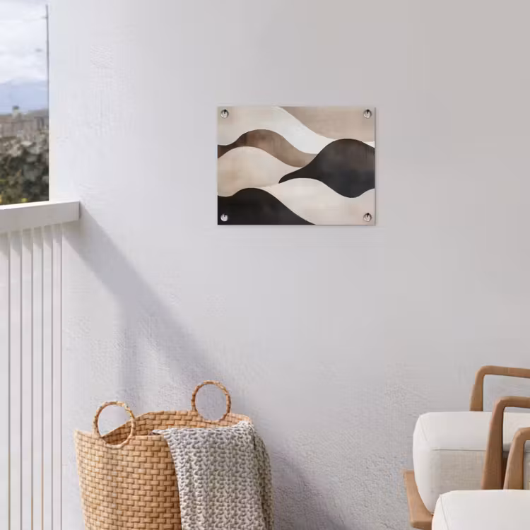 Golven - Abstract - Beige tuinposter los doek klein -sfeer8