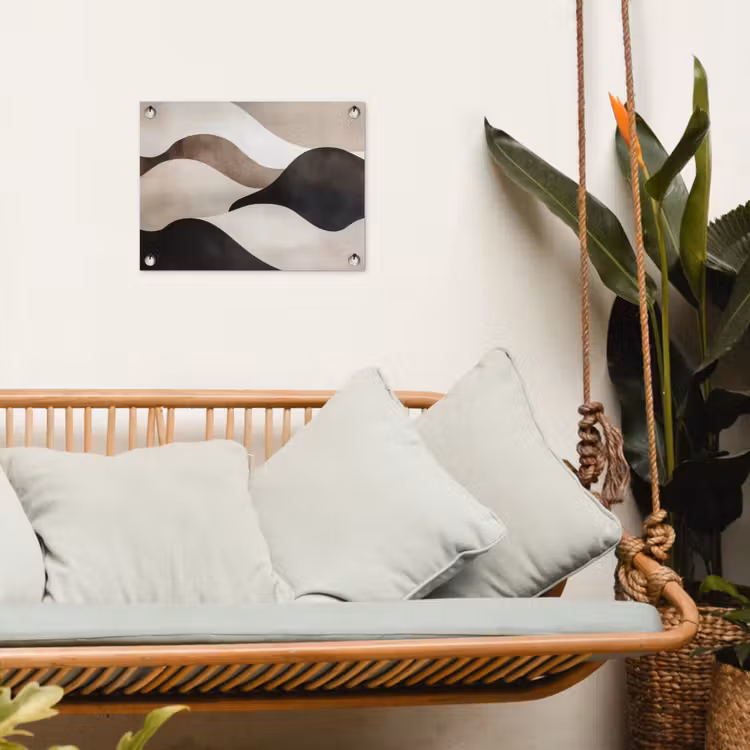 Golven - Abstract - Beige tuinposter los doek klein -sfeer7