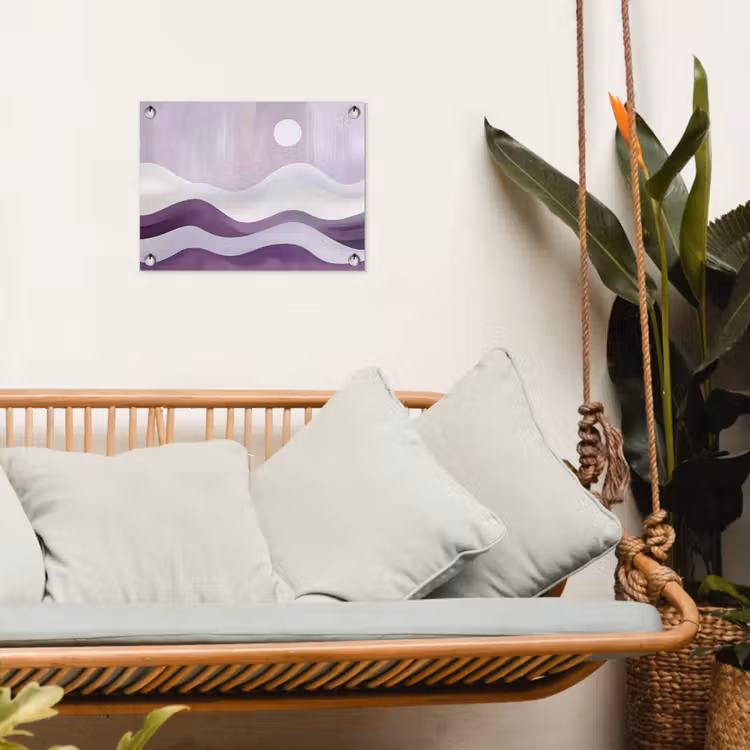 Golven - Heuvels - Abstract - Paars tuinposter los doek klein -sfeer7