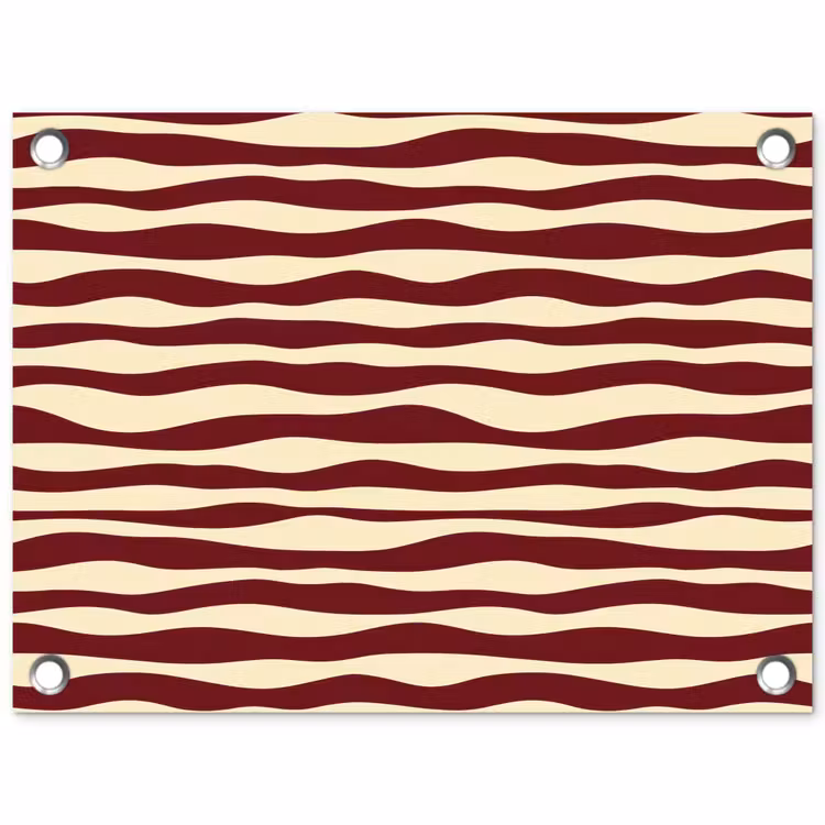 Golven - Rood - Patroon - Crème tuinposter los doek klein 239 -3d