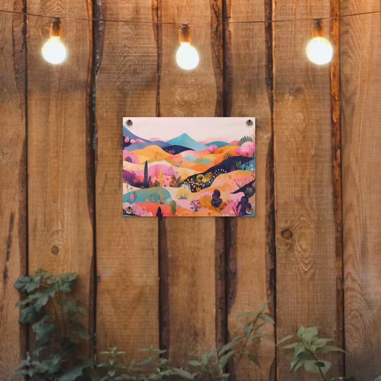 Golvende heuvels - Abstracte planten - Dromerig tuinposter los doek klein -sfeer1