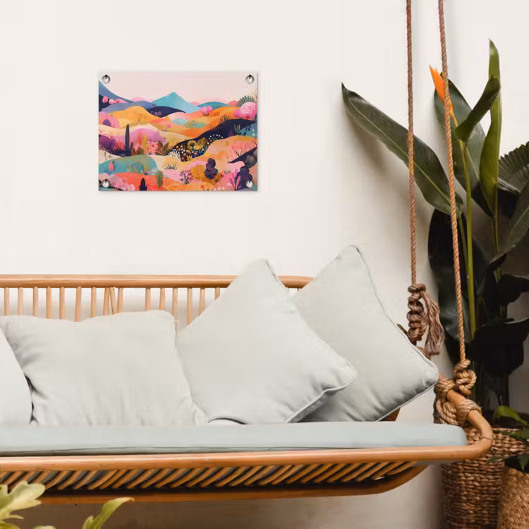Golvende heuvels - Abstracte planten - Dromerig tuinposter los doek klein -sfeer7