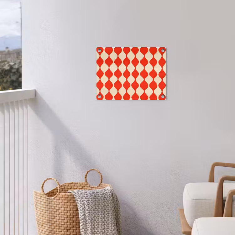 Golvend patroon - Retro - Rood - Beige tuinposter los doek klein 239 -sfeer8