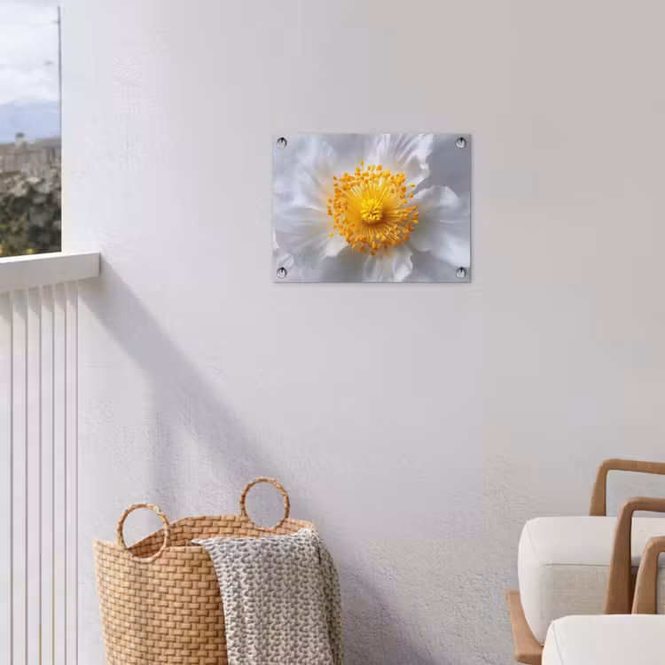 Wit - Bloem - Elegant tuinposter los doek klein -sfeer8