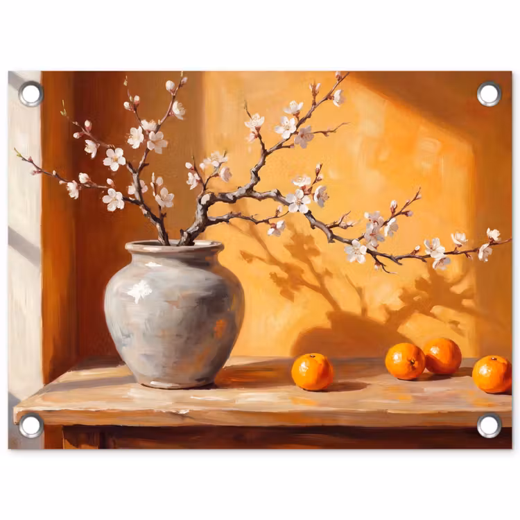 Garden Poster - White Flowers - Still Life - Witte bloemen - Stilleven tuinposter los doek klein