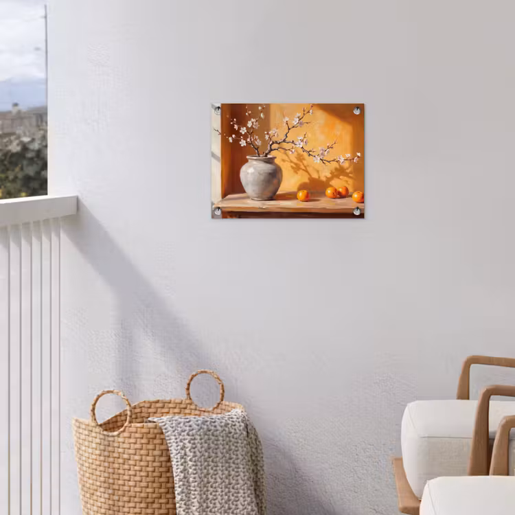 Garden Poster - White Flowers - Still Life - Witte bloemen - Stilleven tuinposter los doek klein