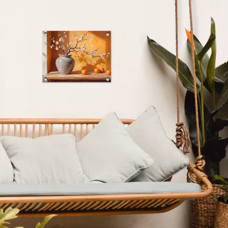 Garden Poster - White Flowers - Still Life - Witte bloemen - Stilleven tuinposter los doek klein