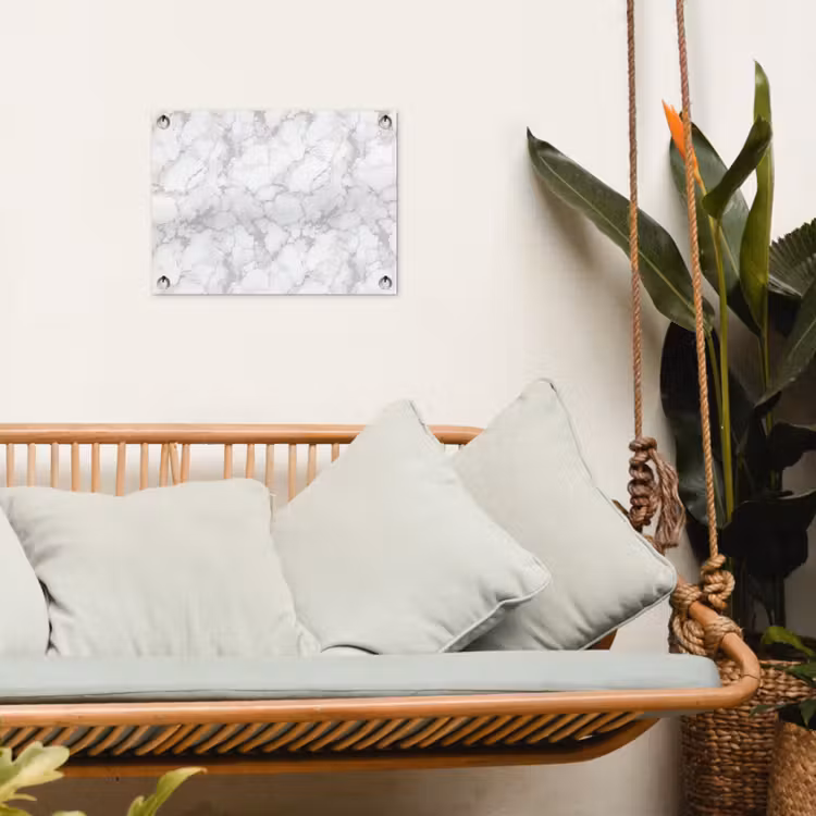 Wit - Marmer - Grijs tuinposter los doek klein 239 -sfeer7