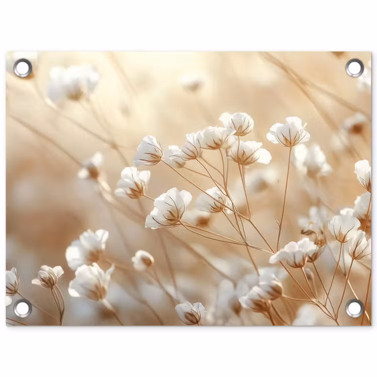 Wilde - Bloemen - Wit tuinposter los doek klein -3d