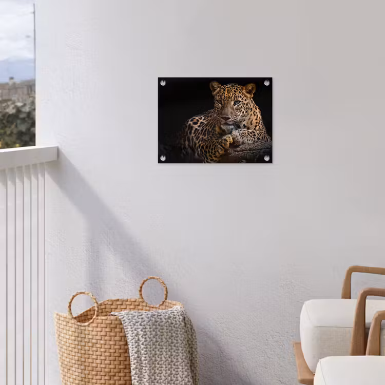 Wilde dieren - Panter - Portret - Zwart - Dieren tuinposter los doek klein -sfeer8