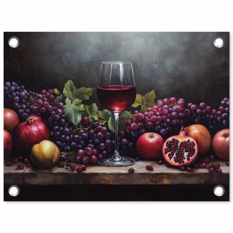 Wijn - Fruit - Stilleven tuinposter los doek klein -3d