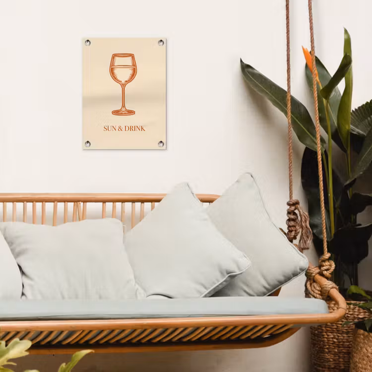Wijn - Zomer - Quote - Oranje tuinposter los doek klein -sfeer7